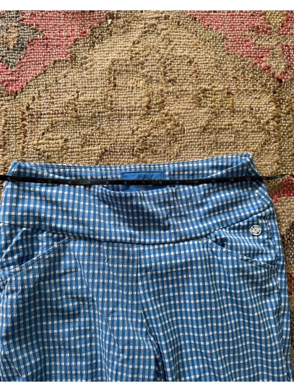 Lilly Pulitzer Luxletic 25" Corso Crop Pants Morelle Blue Gingham, Size 4 - Picture 16 of 16